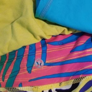 Lululemon crops & 1 yellow/green tank, blue tank s